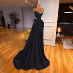 Lilac Evening Dress 2022 Beading One Shoulder Stones Ruched Sweep Train Robe De Soiree Women Pageant Party Gowns