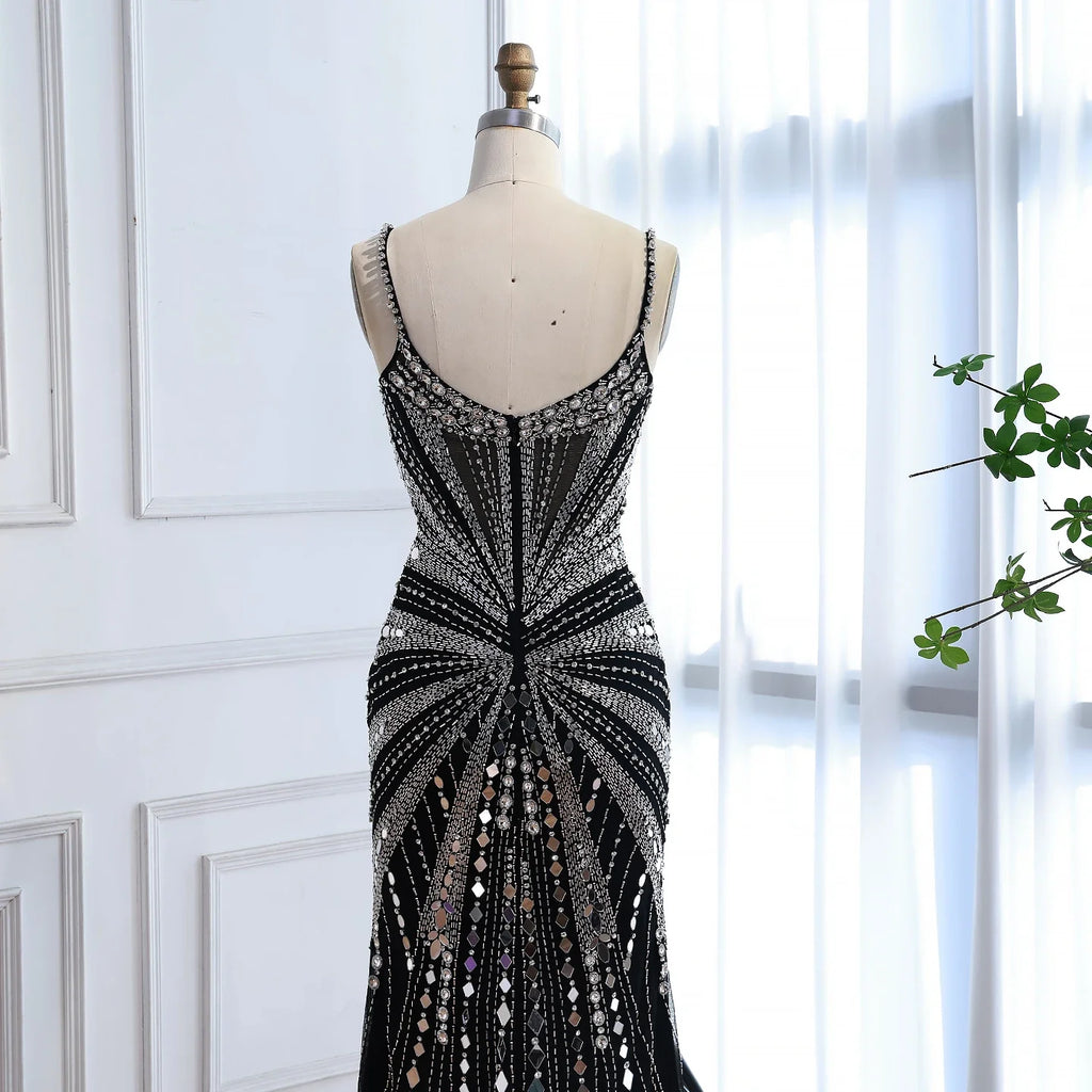 Luxuriöses hautfarbenes Korsett mit Perlenbesatz Meerjungfrau-Abendkleid LA72803A