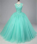 Customized Women's Beaded Lace Appliques Prom Dress Long Ball Gown Quinceanera Dresses Tulle Formal Sweet 16 Dress for T