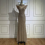 Robe de soirée perles sirène caramel de luxe LA73082