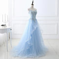 Nova luz azul suor longo senhora menina mulheres princesa baile de formatura banquete festa de casamento vestido de noiva