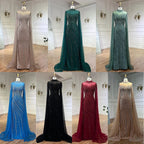 Luxury Nude Mermaid Evening Dress with Cape Sleeves LA71885A