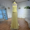 Abito da sera sirena in chiffon giallo lusso con mantella LA73007