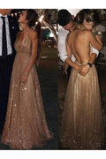 فساتين سهرة طويلة رسمية برقبة على شكل حرف V براقة وجذابة S15692