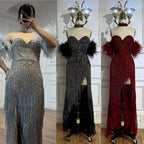 Luxury Silver Nude Mermaid Evening Dress with Beaded Tassel LA72083