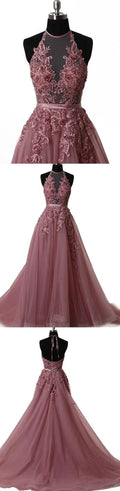 Vestido largo de encaje de tul elegante para baile de graduación vestido de noche de encaje S5098