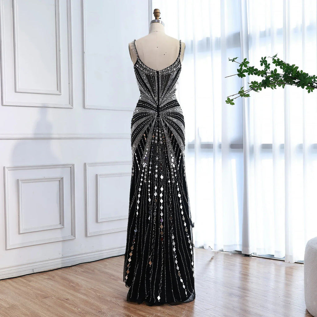 Luxuriöses hautfarbenes Korsett mit Perlenbesatz Meerjungfrau-Abendkleid LA72803A