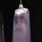 Sharon disse luxo cristal sage verde vestido de noite com mangas capa longo rosa para mulheres vestidos de festa de casamento ss156 personalizado