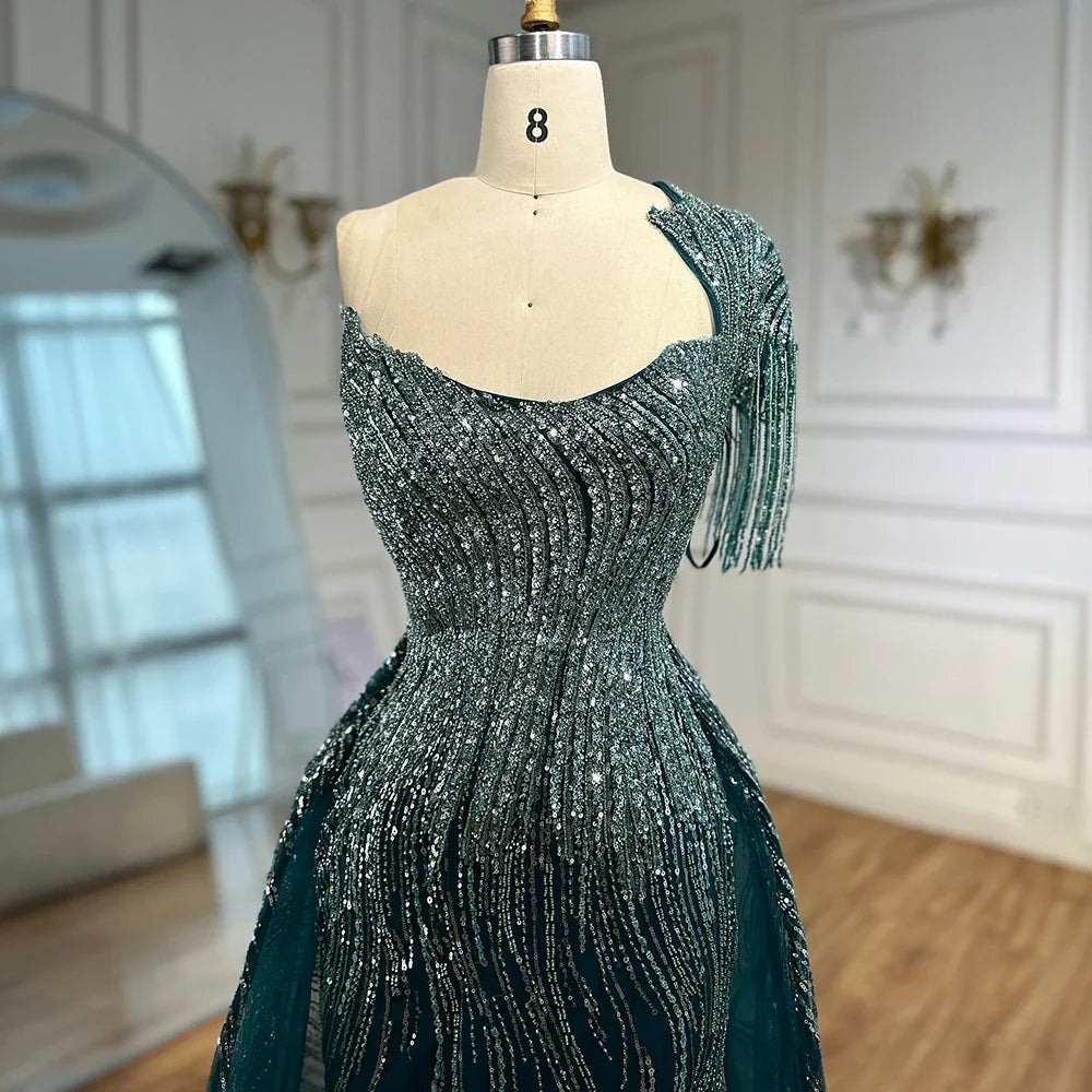 Vestito da sera verde lusso con sopra gonna LA72979