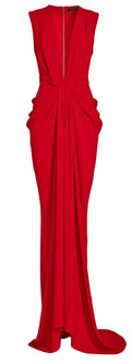 Rotes Abschlussballkleid Faltenreiches Abendkleid Modisches Abschlussballkleid S8823