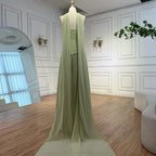 Classy Sage Green A-Line Chiffon Evening Dress LA73073