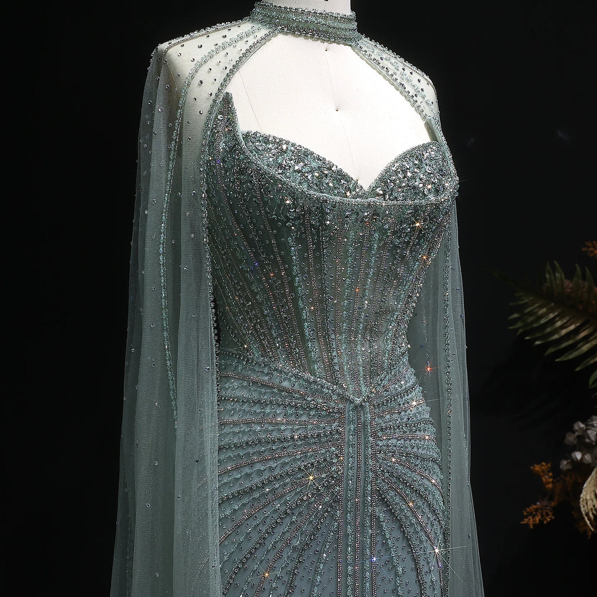 Sharon disse luxo cristal sage verde vestido de noite com mangas capa longo rosa para mulheres vestidos de festa de casamento ss156 personalizado