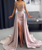 Robe de soirée longue sans bretelles avec fente haute Robe de soirée élégante Y45