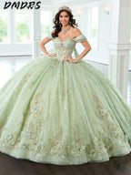 Popular fora do ombro quinceanera vestido 2025 encantador 3d flor vestido de festa brilhante sem mangas sem alças vestido de festa 16 personalizado