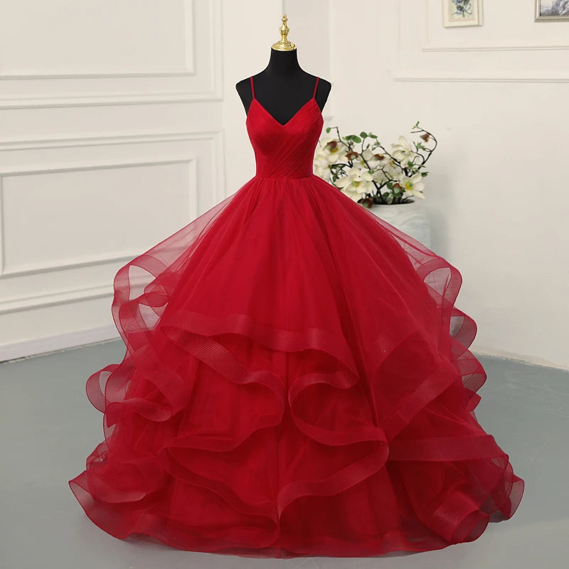 Navy Blue Quinceanera Dress With Ruffles And Spaghetti Straps Princess Gown