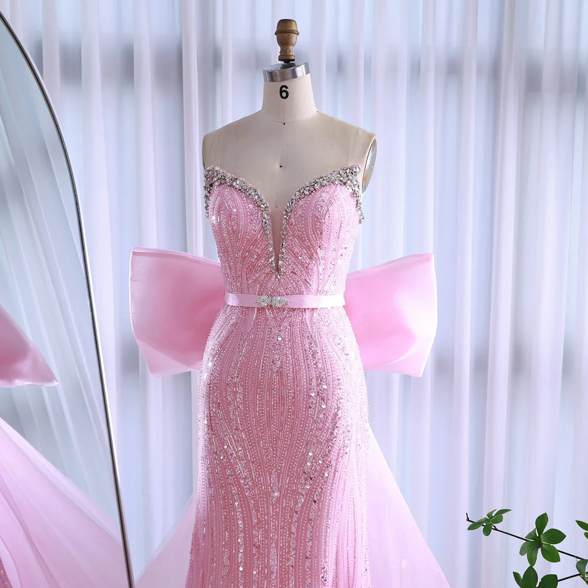 Abito da sera lussuoso con fiocco rosa Dubai LA73061A