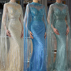 Vestidos largos de noche de sirena desnuda árabe de lujo de Dubái con capa LA71885B