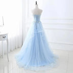 Nova luz azul suor longo senhora menina mulheres princesa baile de formatura banquete festa de casamento vestido de noiva