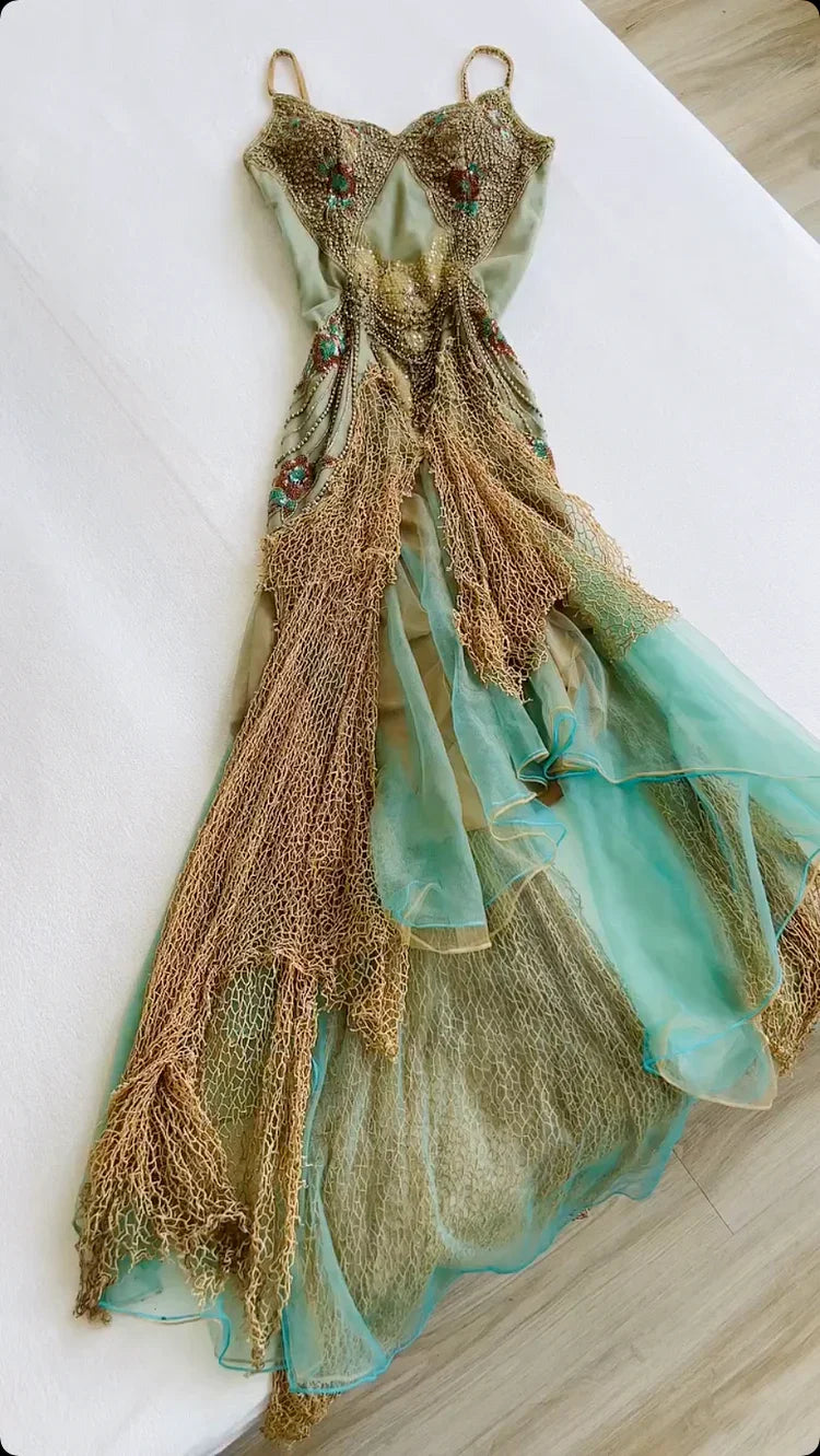 Único fora do ombro chiffon tule vestido de baile longo sereia vestido de noite y8301