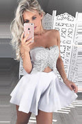 Cute Sweetheart Sleeveless Satin Short Prom Dress,Homecoming Dress