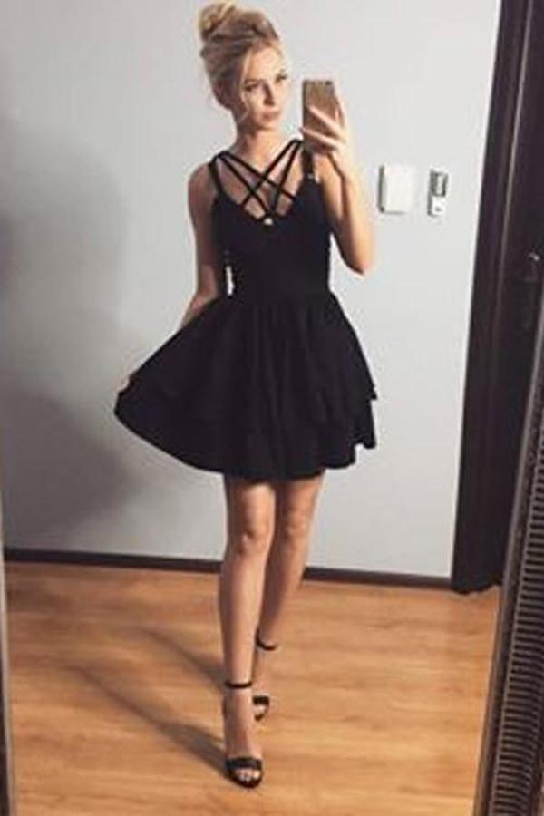 Black Sweetheart Pleats Cheap Homecoming Dress, Short Prom Dress, Party Dresses