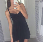 Black Simple Spaghetti Straps Sweetheart Homecoming Dresses, Graduation Dress