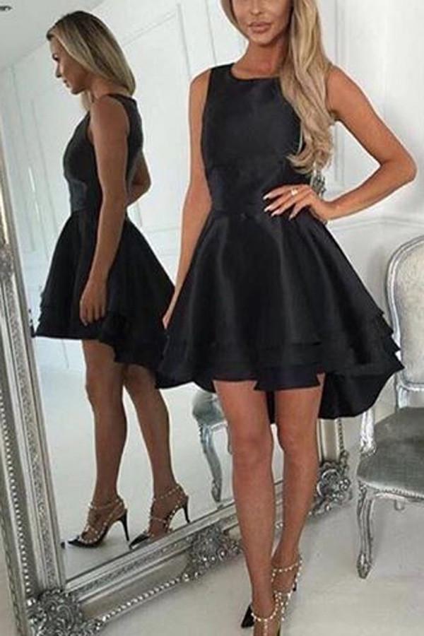 Black High Low Short Prom Dress, Sleeveless Homecoming Dress, Party Dress