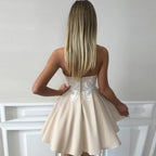 Sweetheart Trägerloses Appliques Mid Back Homecoming Kleid,Partykleid 