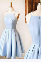 Blue Simple Satin Mini Light Homecoming Dress for Teens, Short Prom Dress