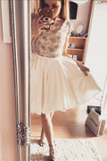 Cute Stylish A-Line Cap Sleeves Open Back Short Homecoming Dresses
