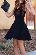 Black Simple A-line Homecoming Dress, Sweet 16 Dress, Short Prom Dresses