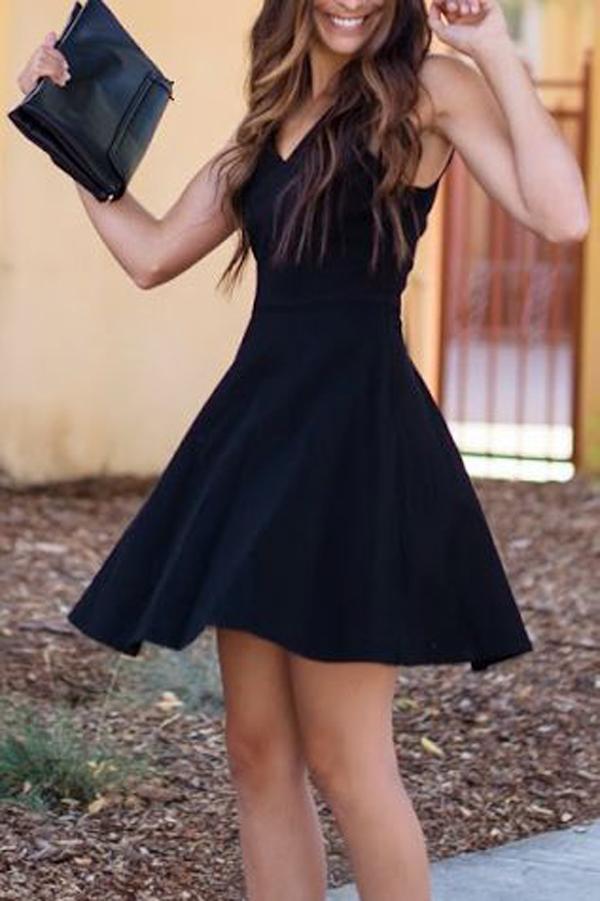 Black Simple A-line Homecoming Dress, Sweet 16 Dress, Short Prom Dresses