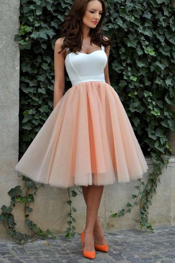 Robe de bal en tulle rose longueur genou, robes de seize ans pour adolescentes