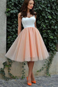 Robe de bal en tulle rose longueur genou, robes de seize ans pour adolescentes