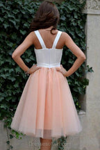 Robe de bal en tulle rose longueur genou, robes de seize ans pour adolescentes