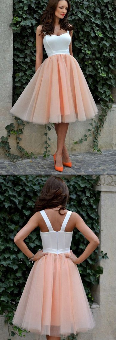 Robe de bal en tulle rose longueur genou, robes de seize ans pour adolescentes