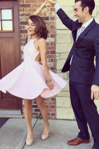 Robe simple en satin rose pour bal de fin d'année, jolie robe de remise de diplôme pour filles