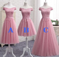 Robe courte de bal rose à épaules dénudées, en dentelle, coupe trapèze, robes de soirée abordables