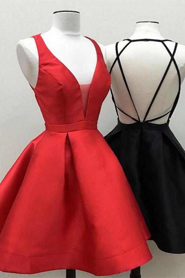 Black Red Little Homecoming Dress, Cheap Short Prom Dresses, Party Dress