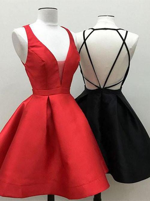 Black Red Little Homecoming Dress, Cheap Short Prom Dresses, Party Dress