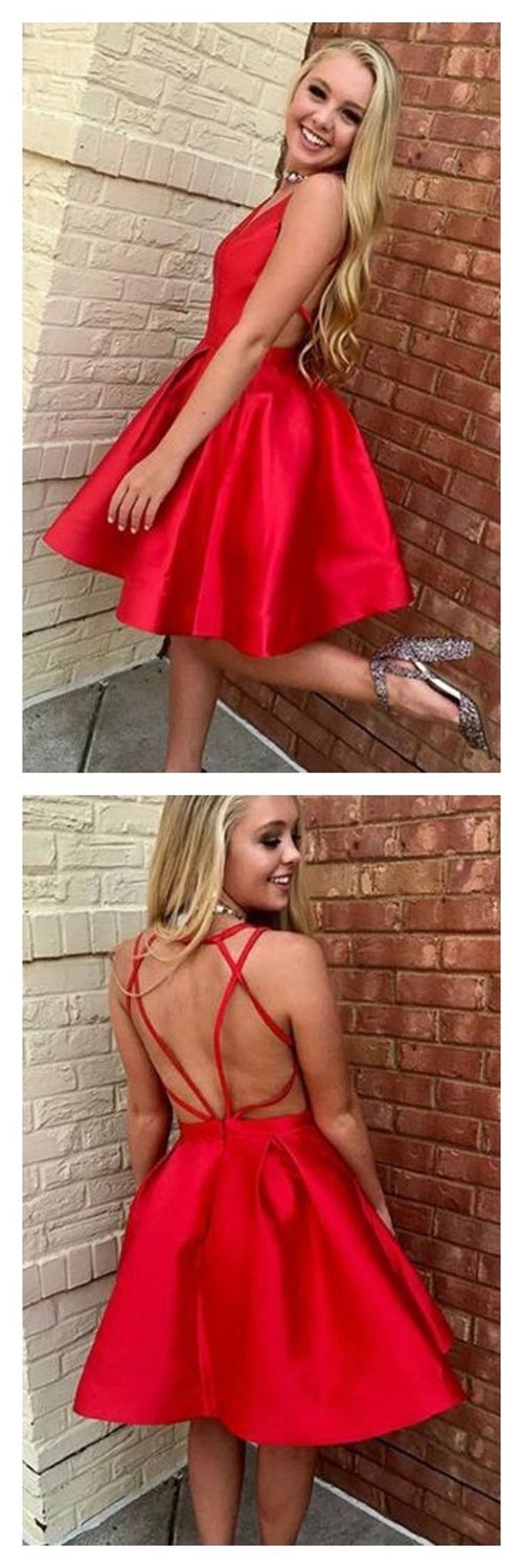 Black Red Little Homecoming Dress, Cheap Short Prom Dresses, Party Dress