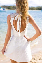 Robe de retour à la maison blanche simple en mousseline à col haut, robes courtes de bal, MH384