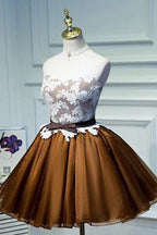 Robe courte de bal en tulle à lacets avec nœud au dos, robe d'accueil abordable
