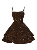A-Line/Princess Mini Sparkly Sequin Tiered Homecoming Dresses with Spaghetti Straps (SHI22370561)