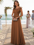 A-Line/Princess Scoop Neck Cap Sleeve Floor-Length Mother of the Bride Dresses with Lace Applique (SHI22500008)