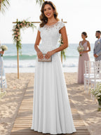 A-Line/Princess Scoop Neck Cap Sleeve Floor-Length Mother of the Bride Dresses with Lace Applique (SHI22500008)