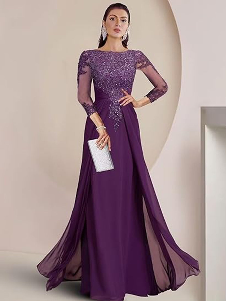 Lace Appliques Sheath/Column Scoop Neck Floor-Length Mother of the Bride & Groom Dresses for Women (SHI22501013)