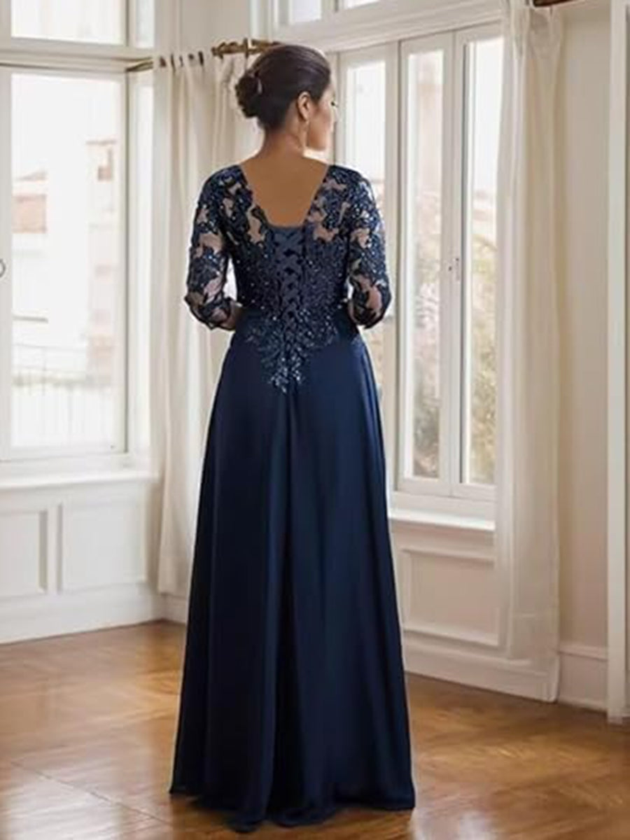 Sheath/Column Scoop Neck Floor-Length Mother of the Bride Dresses with Lace Appliques (SHI22500064)
