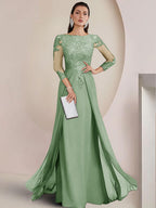 Sheath/Column Scoop Neck Floor-Length Mother of the Bride Dresses with Lace Appliques (SHI22500064)