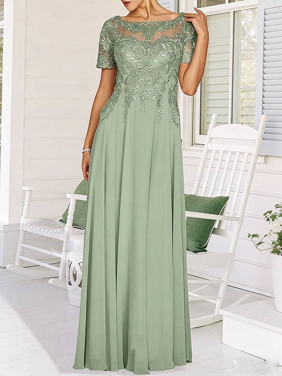 Sheath/Column Scoop Neck Floor-Length Mother of the Bride Dresses with Asymmetical Cape (SHI22500011)
